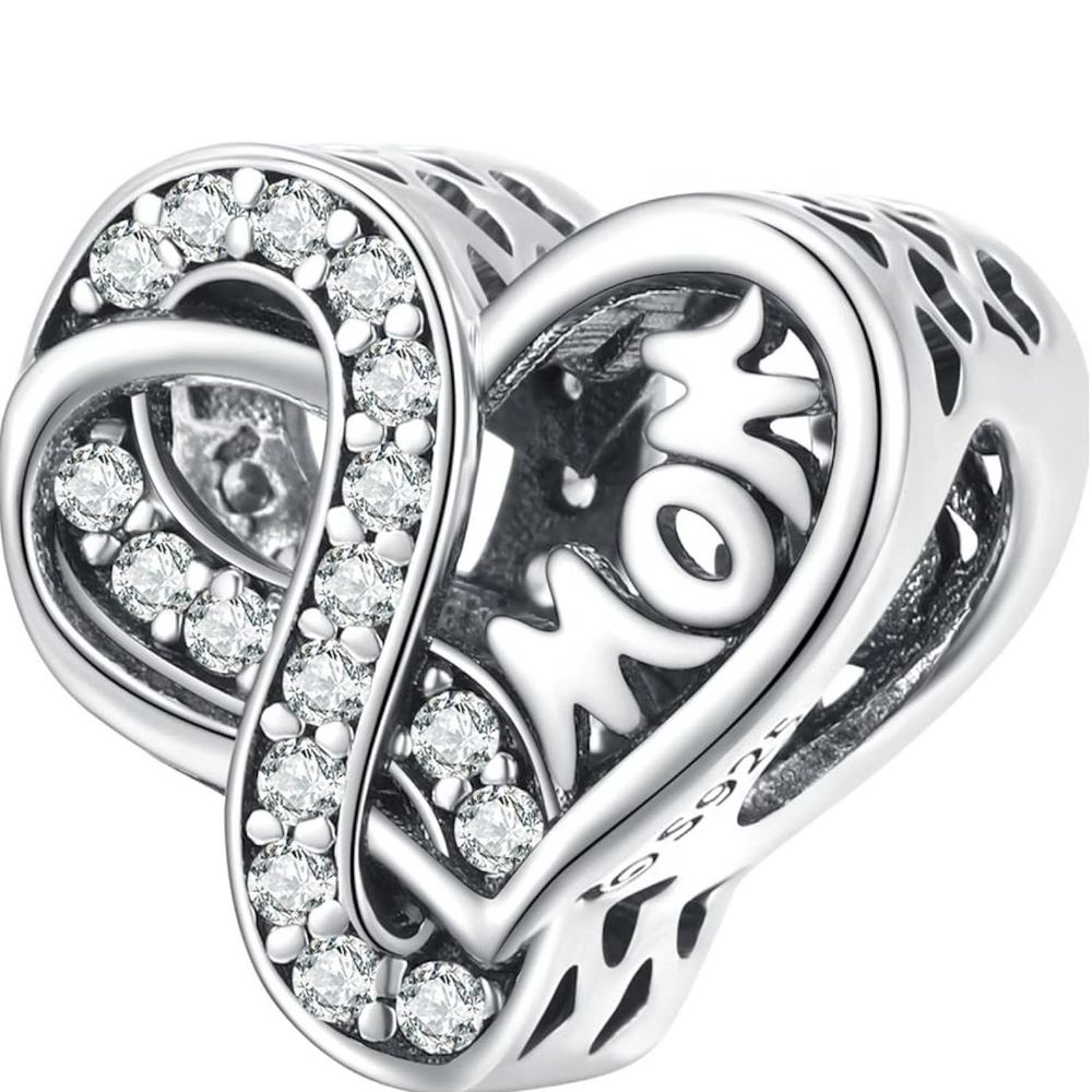Elegant Silver Heart Infinity Mom Charm